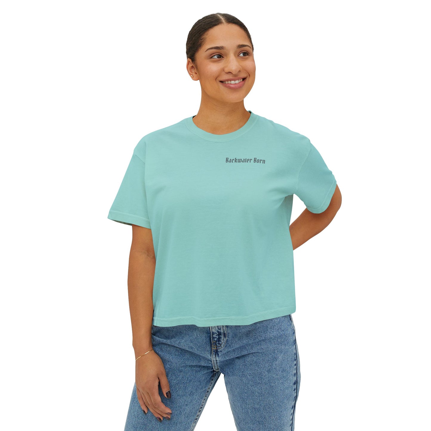 Women's Stay Salty Boxy Cut-off Tee