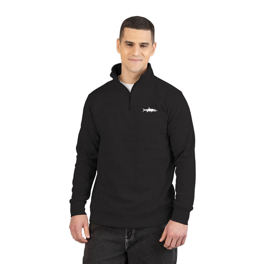 Embroidered Minimalist Quarter-Zip Fleece Pullover